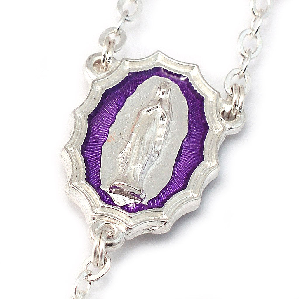 Lourdes Virgo Maria Roses Violet Two-Toned Glass Rosary