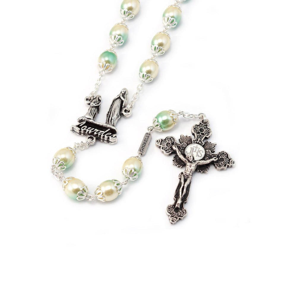 Lourdes Apparition Two-toned Pearl Rosary