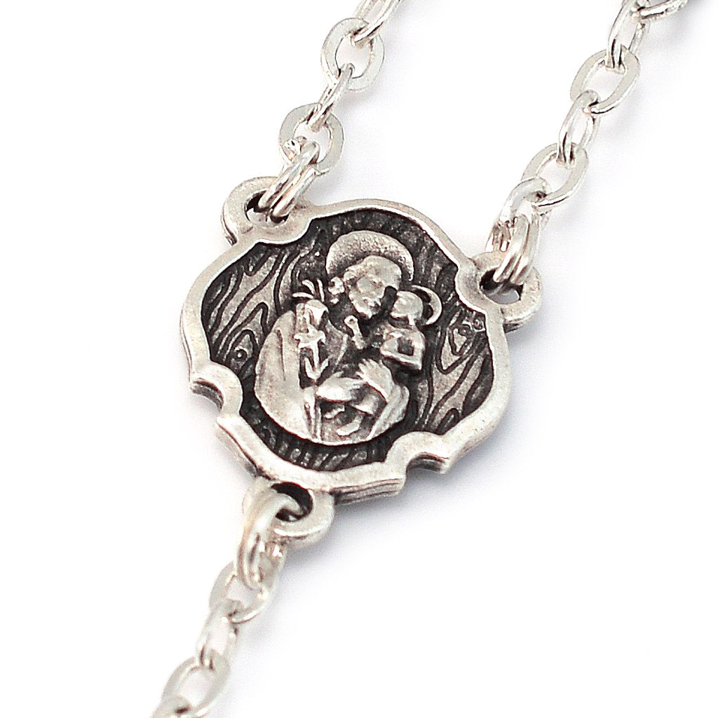 Saint Joseph Black &amp; Silver Rosary