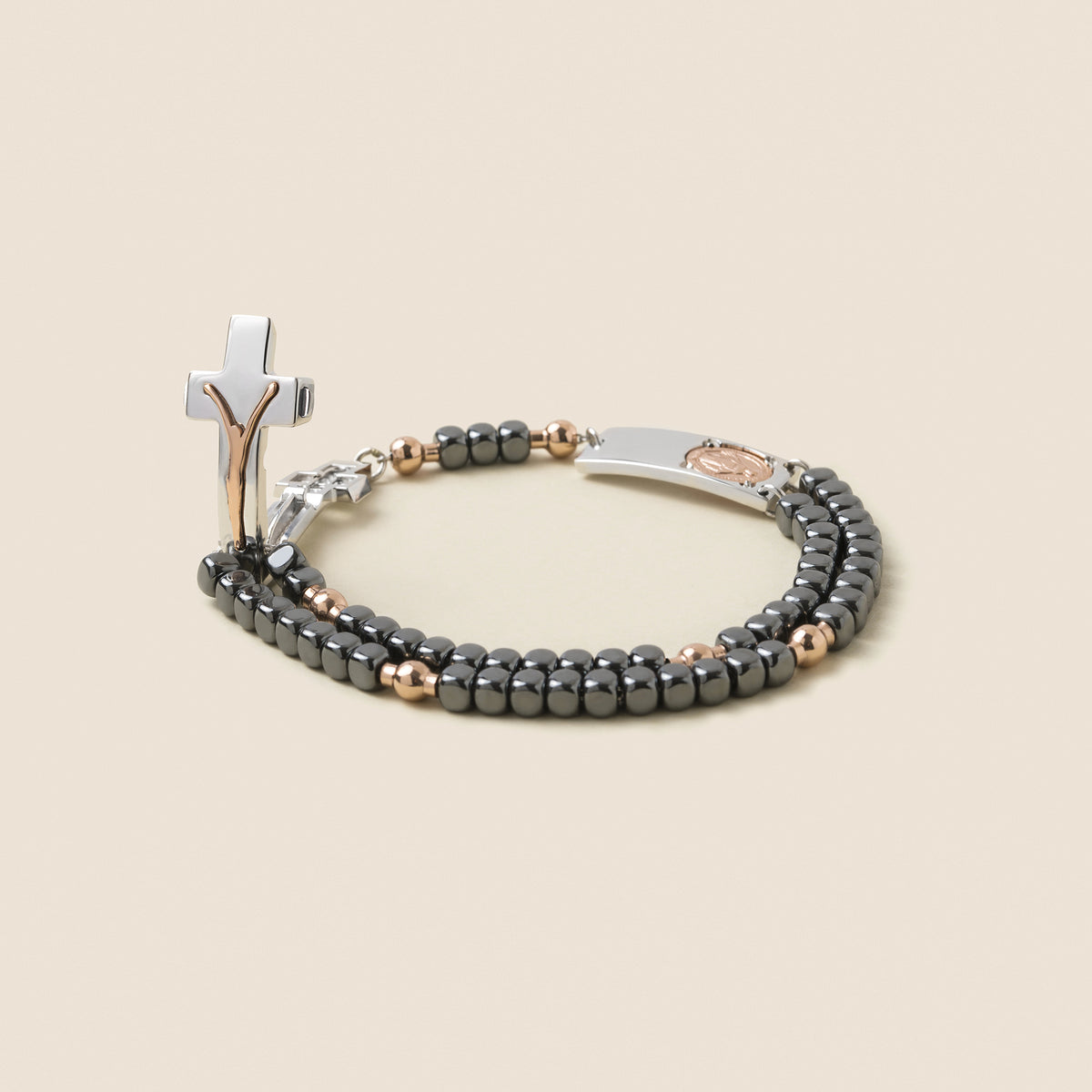 Ghirelli Rosalet® modern rosary in rose gold and silver

