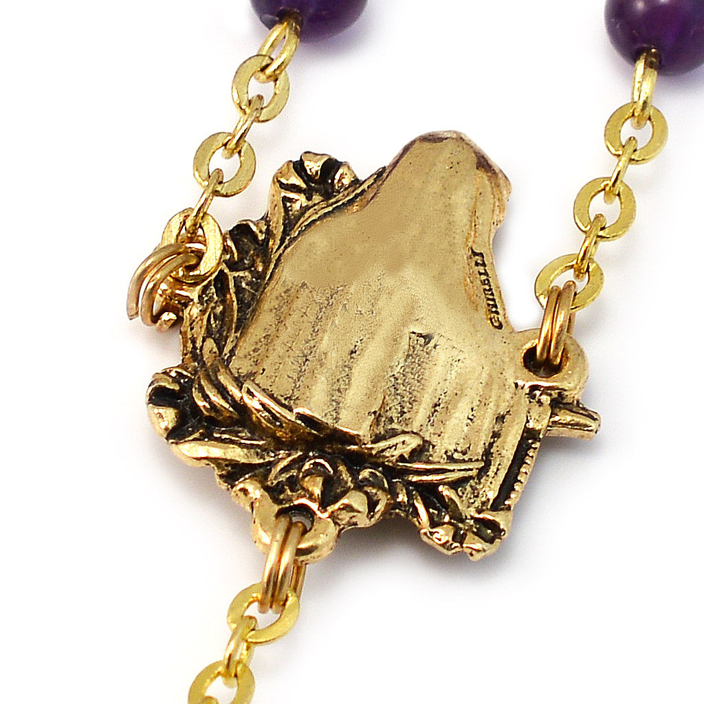 Fatima Lily Amethyst &amp; Gold Rosary