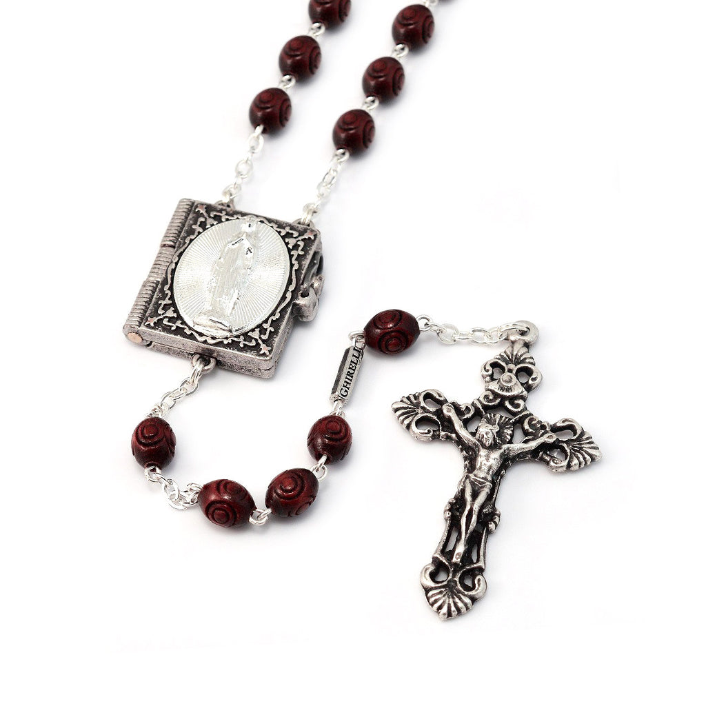 Lourdes Mysteries Booklet Italian Wood Rosary