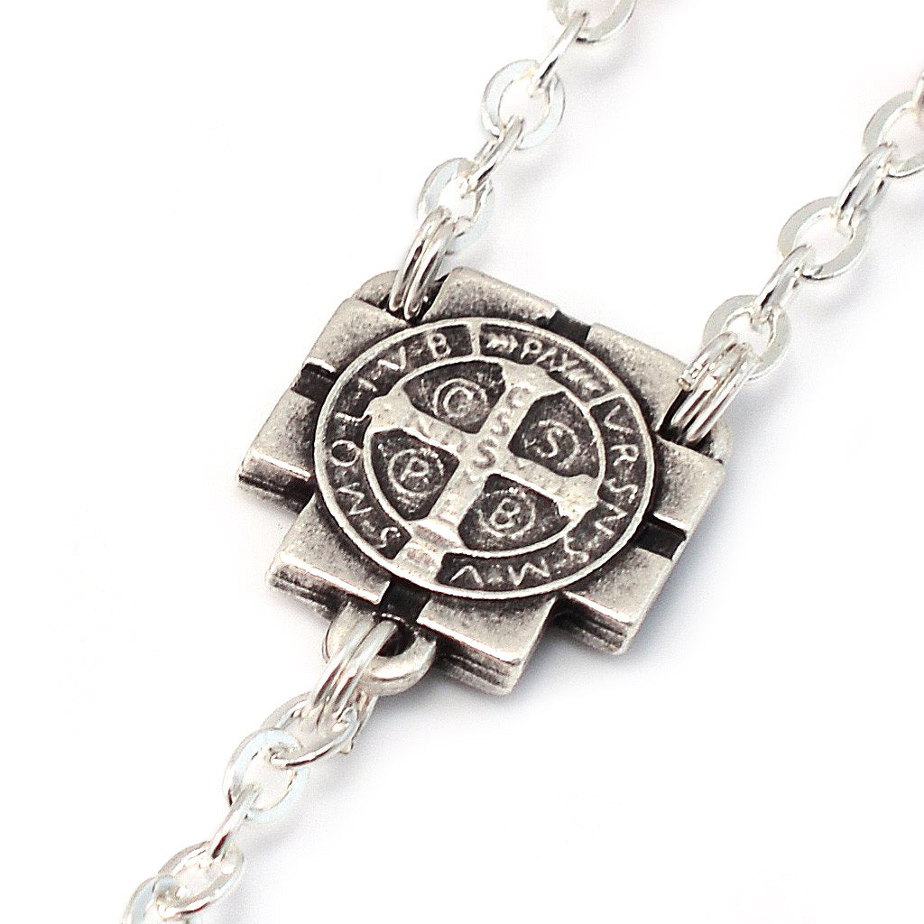 Saint Benedict Rosary with Italian Wood &amp; Silver
