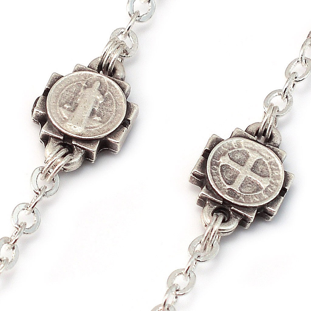 Saint Benedict Rosary with Italian Wood &amp; Silver