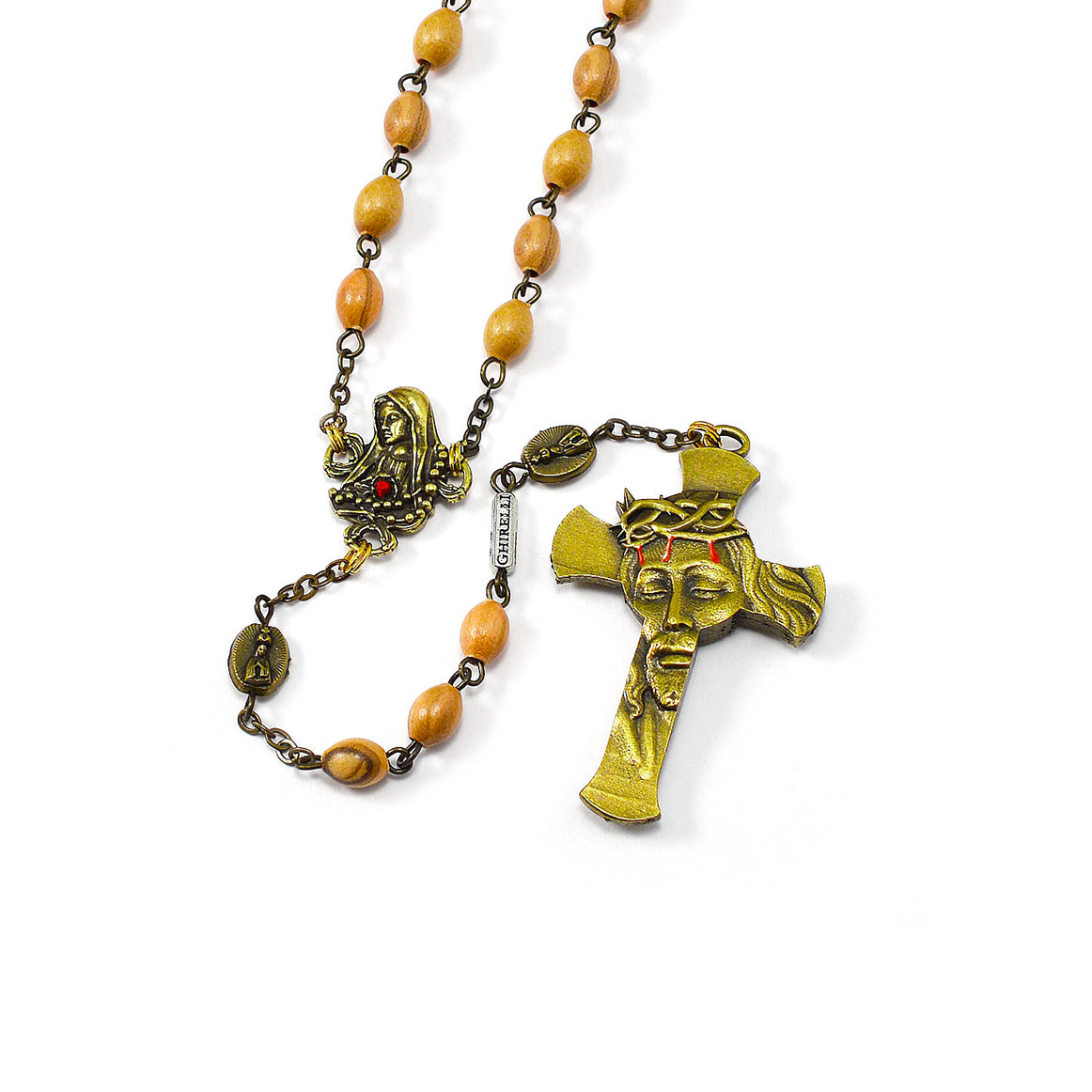 Our Lady of Fatima Rosary with Italian Olivewood Beads