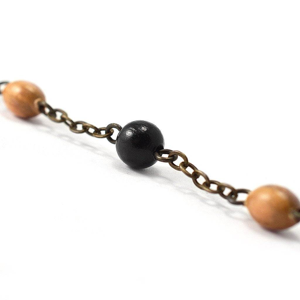 Saint Anthony Rosary in Antique Bronze and Olive Wood Beads