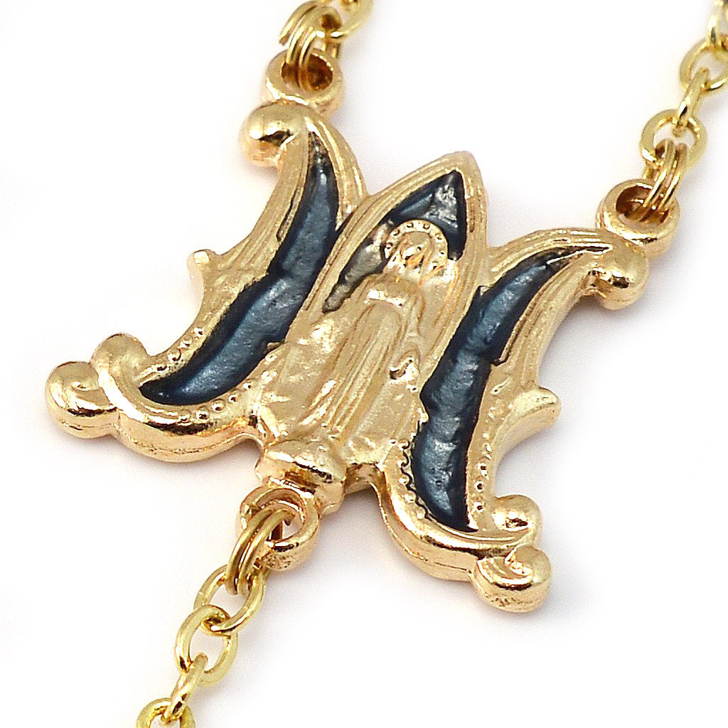 Miraculous Medal Gold Enamel Rosary