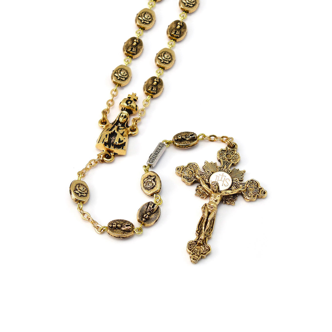 9ct Yellow Gold Rosary Bracelet with Madonna and Cross