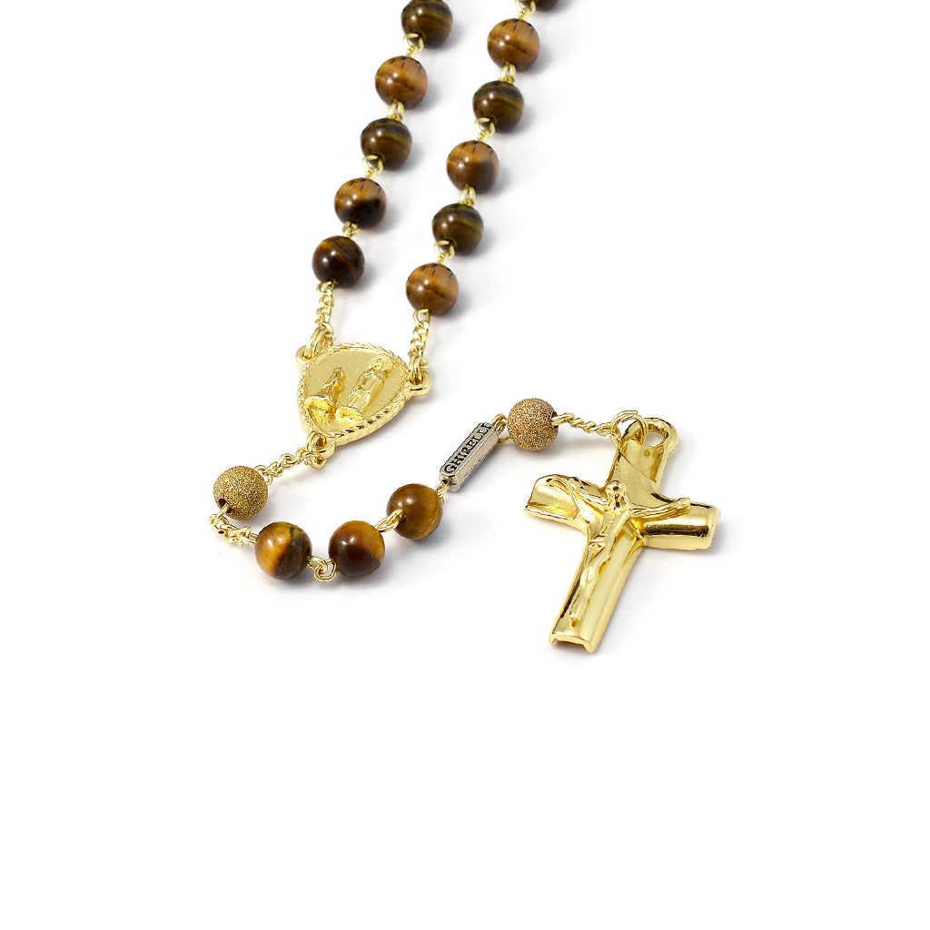 Precious Tiger's Eye & Gold Rosary