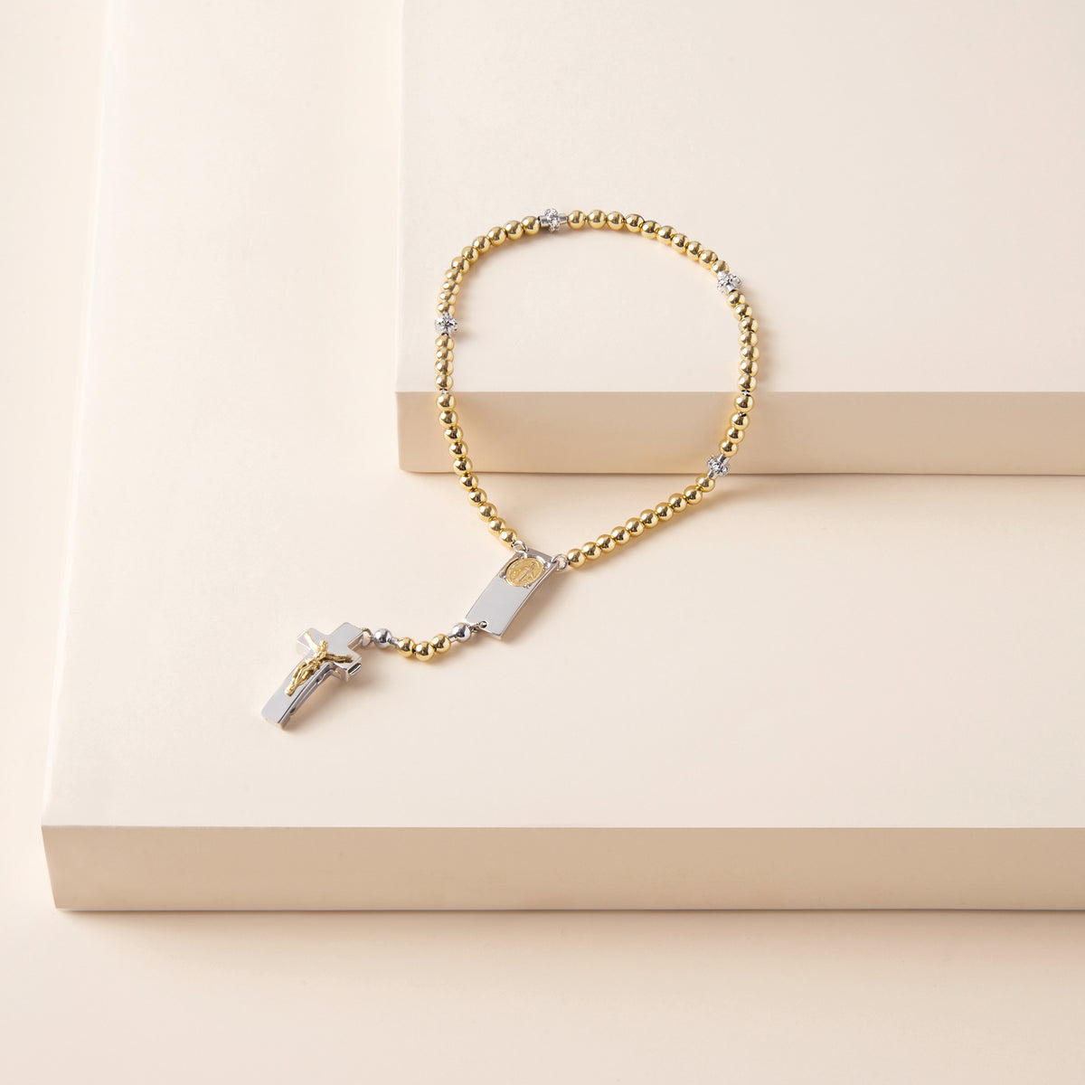 ROSALET® ROUND GOLD BEADS, STERLING SILVER &amp; PAVE PATER, TRADITIONAL