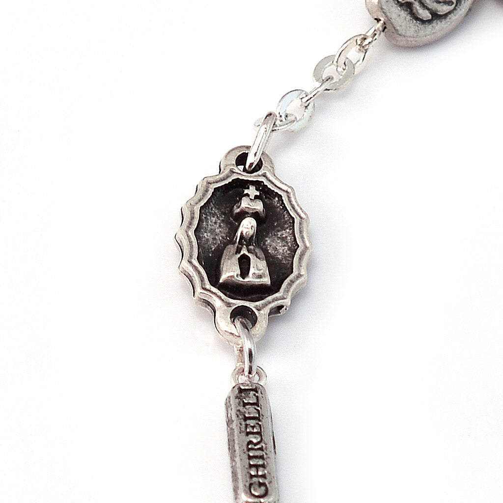 Our Lady of Fatima bracelet with antique silver plated beads and cross