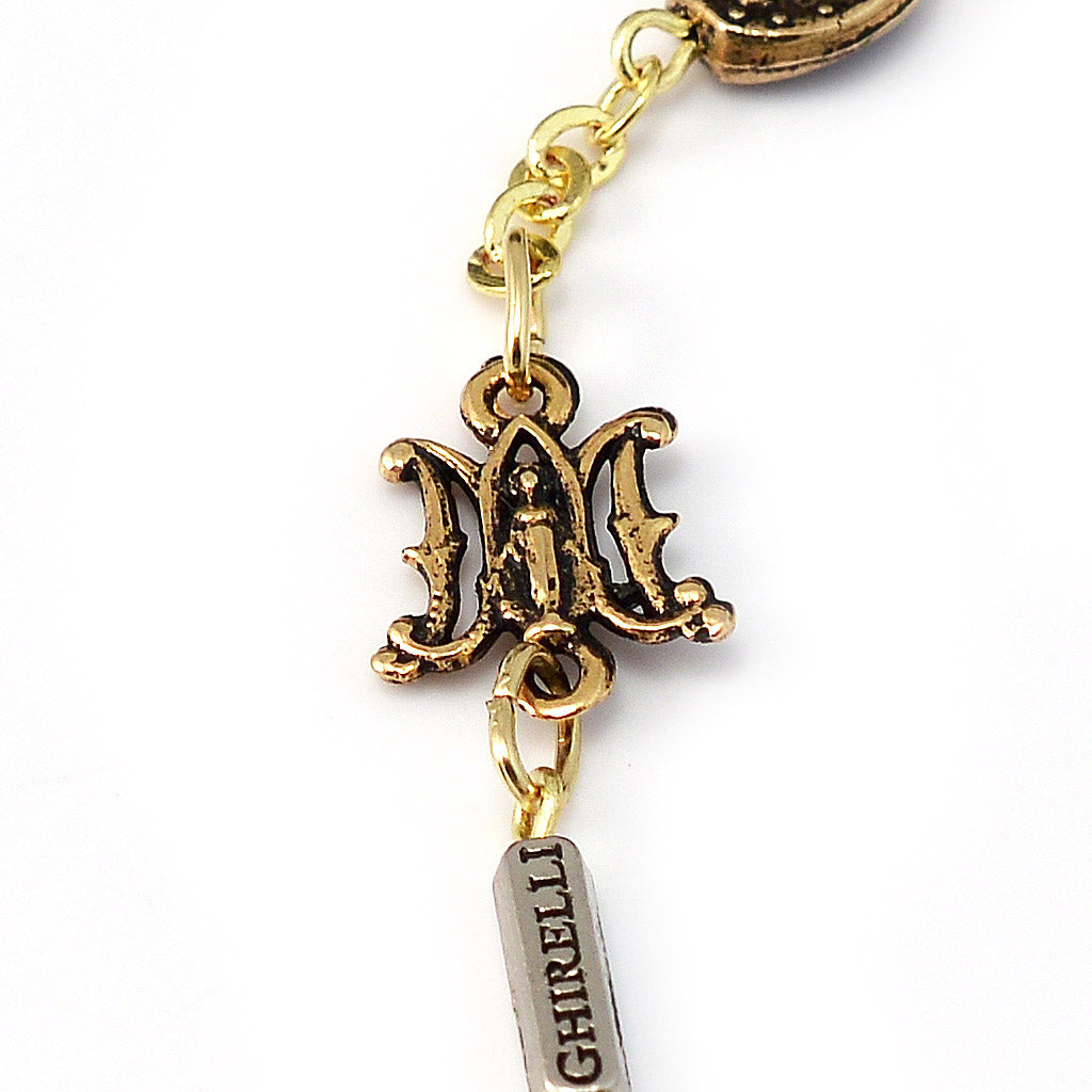 Catholic bracelet with Ave Maria medal and cross pendant
