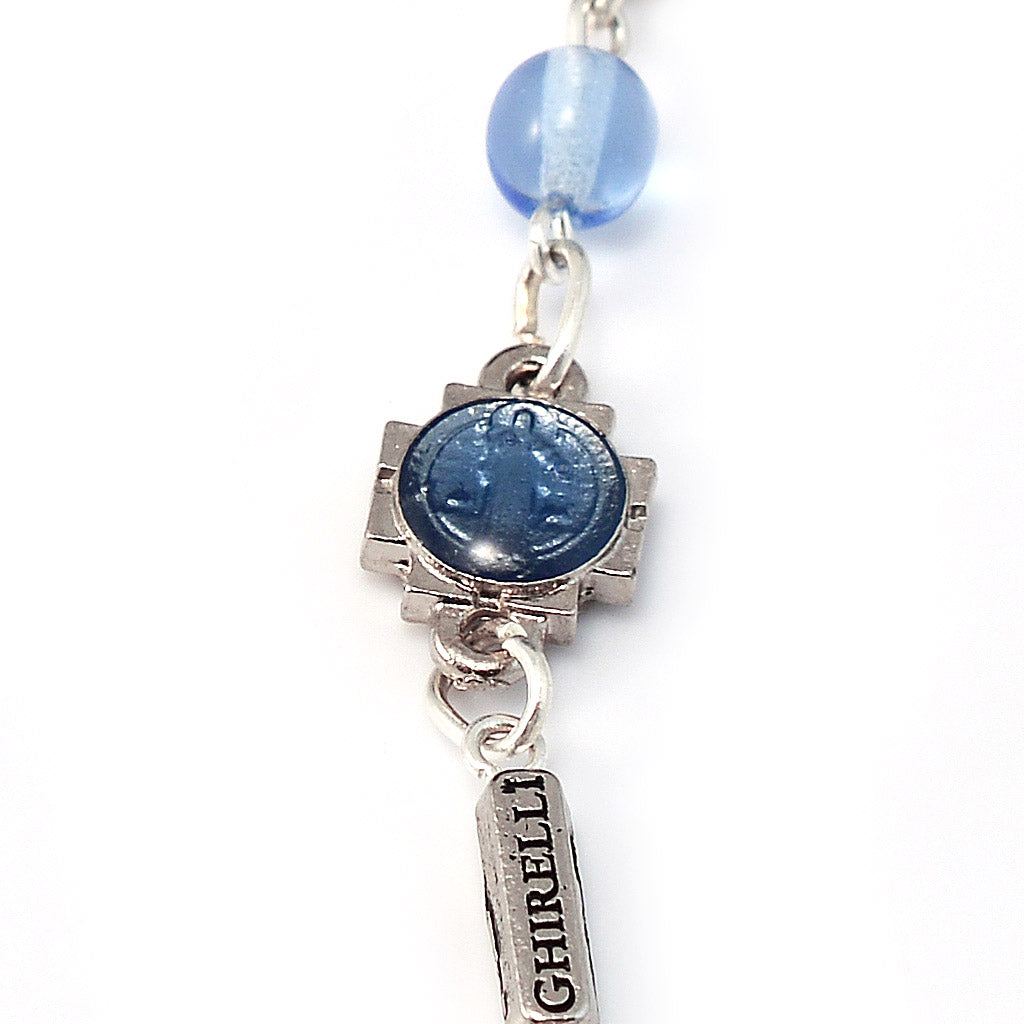 Catholic bracelet with St. Benedict medal beads and enamel details