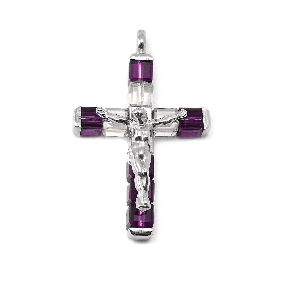 Crystal Heart Rosary with Amethyst &amp; Sterling Silver