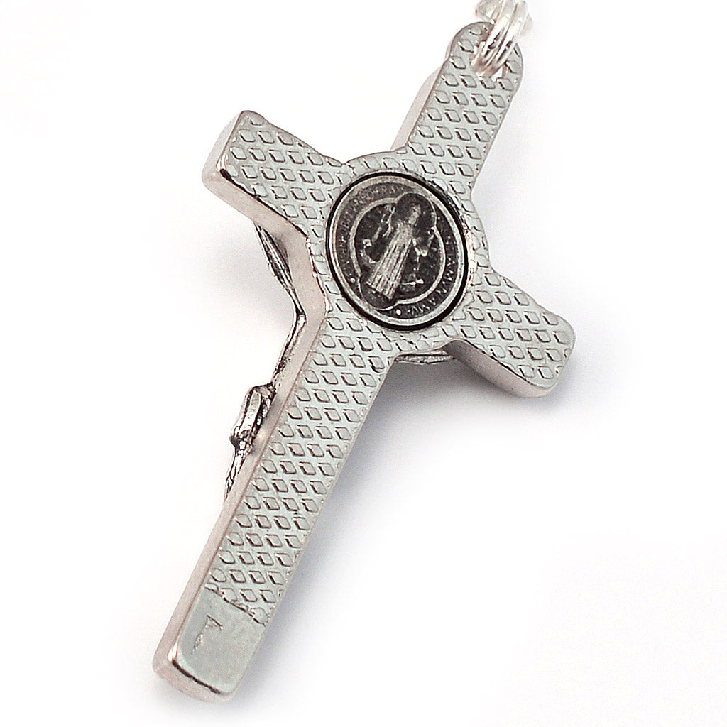 Saint Benedict Wood &amp; Silver Decade Rosary