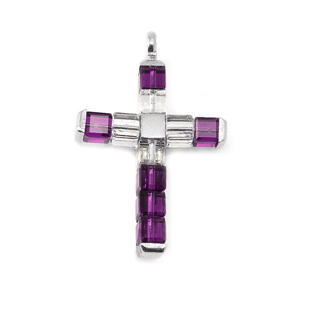 Crystal Heart Rosary with Amethyst &amp; Sterling Silver