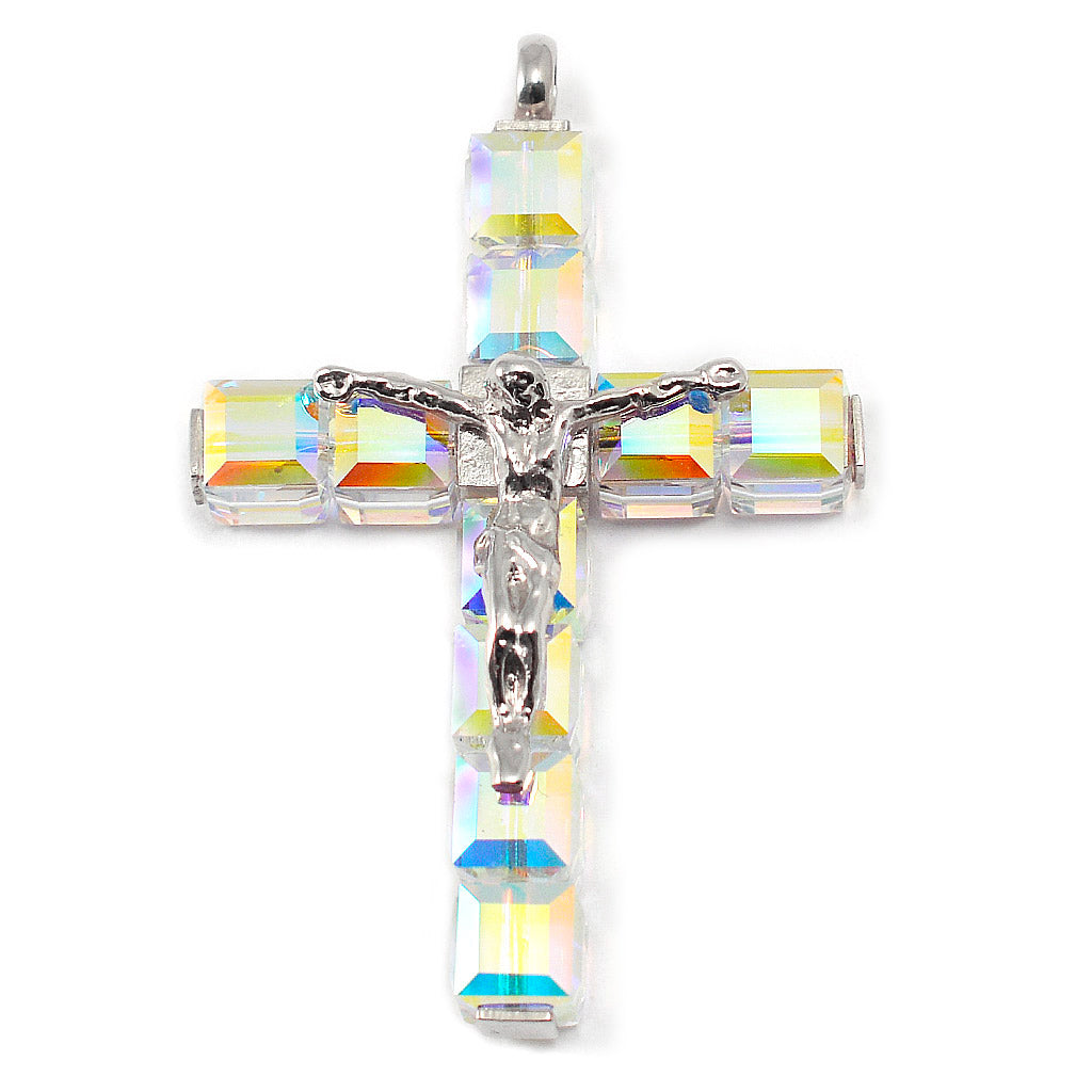 Aurora Borealis Crystal Rosary with Sterling Silver
