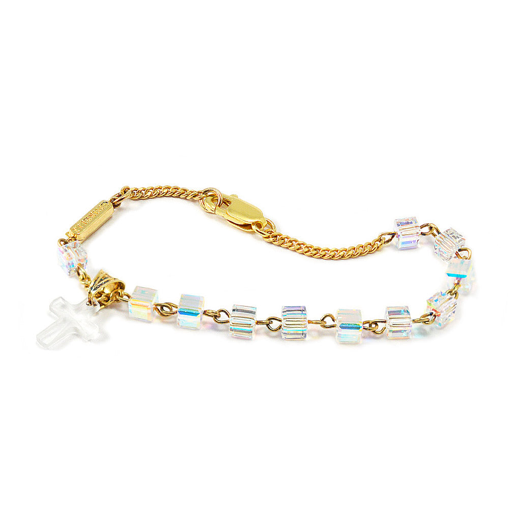 CRYSTAL BRACELET WITH STERLING SILVER - GOLD PLATED