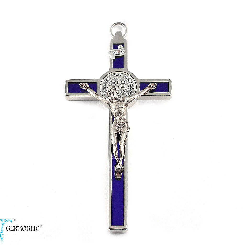 Saint Benedict Crucifix Wall Cross Blue enamel by Germoglio x Ghirelli