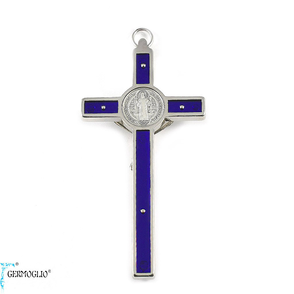 Saint Benedict Crucifix Wall Cross Blue enamel by Germoglio x Ghirelli