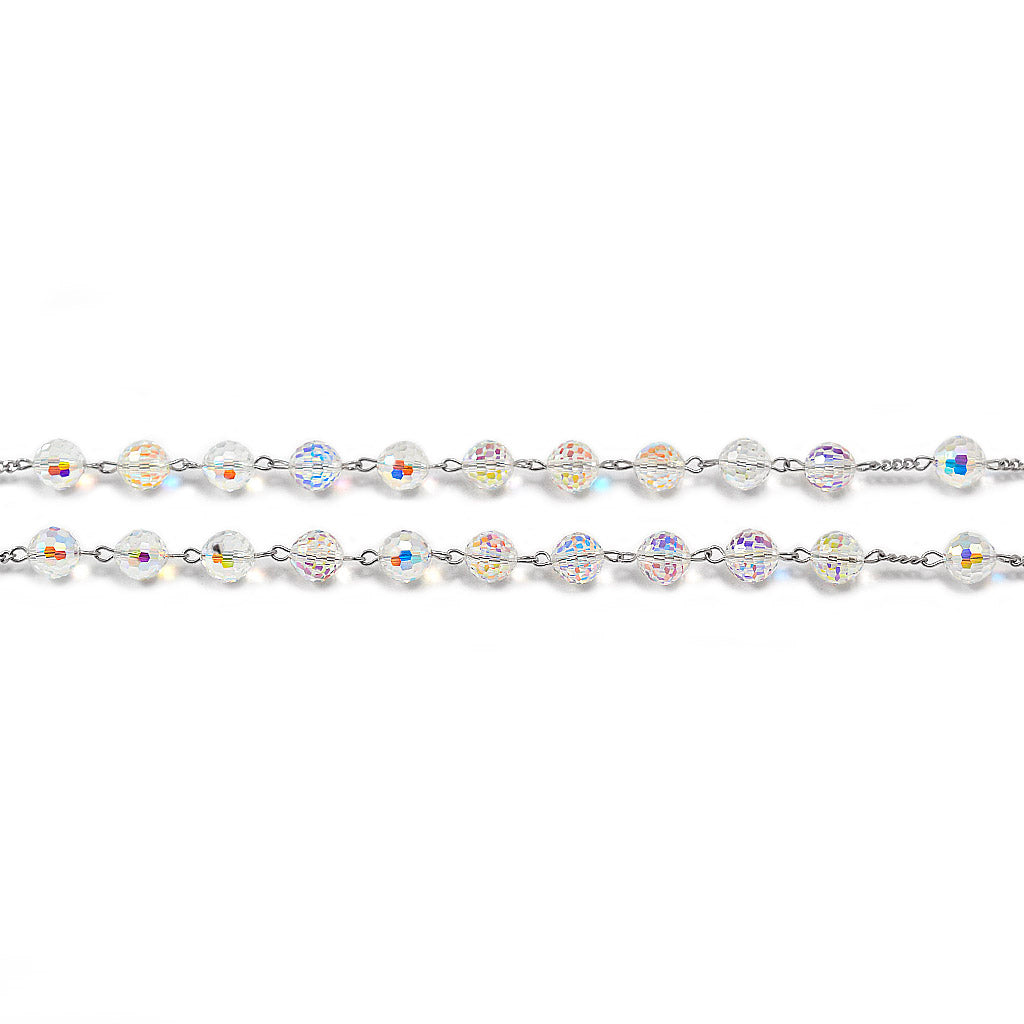 Aurora Borealis Crystal Rosary with Sterling Silver