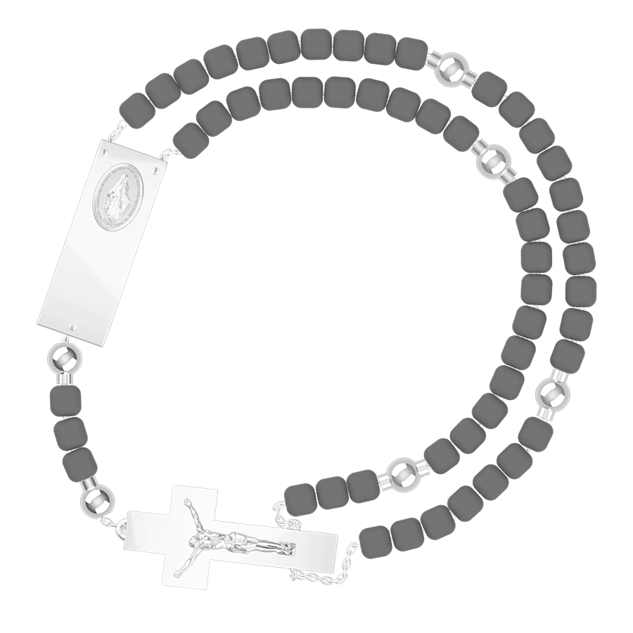 Rosalet® Rosary Bracelet in Sterling Silver and Matte Hematite