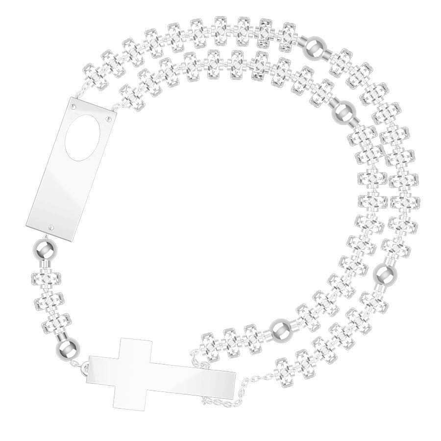 Rosalet® Bracelet in Rhodium-Plated Sterling Silver with Pavé Beads