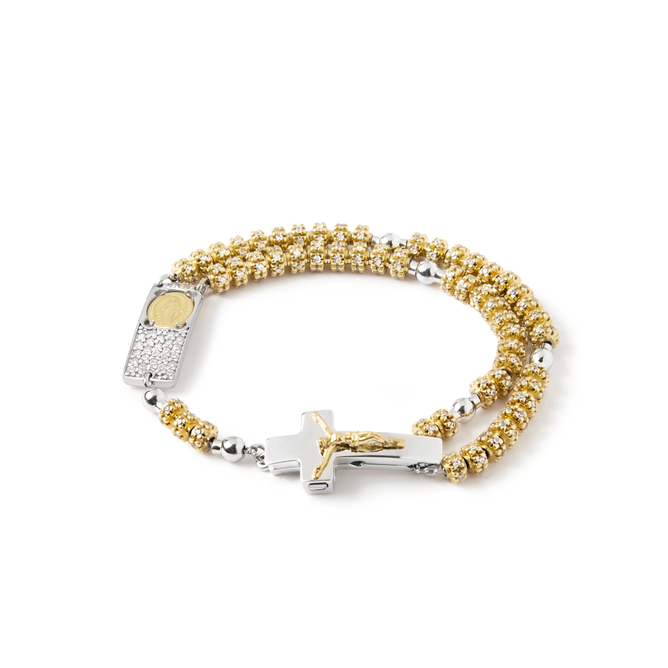 ROSALET® FULLY PAVE GOLD BEADS , STERLING SILVER & ROUND