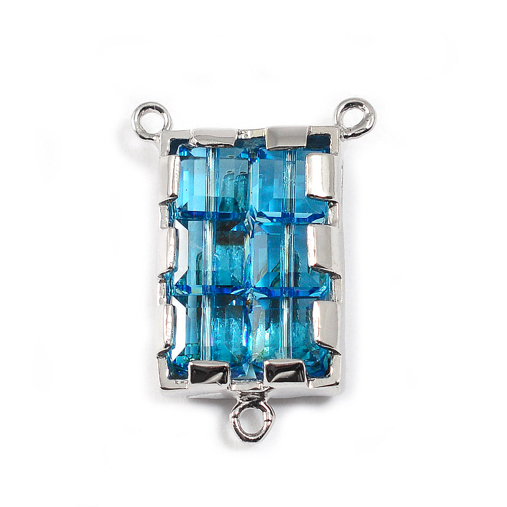 Aquamarine Crystal Lourdes Rosary with Sterling Silver