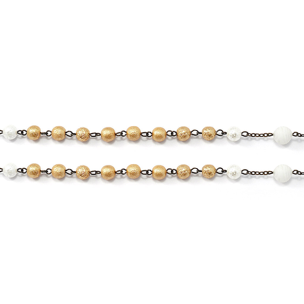 Rosaries for Women with White &amp; Gold Murano Glass