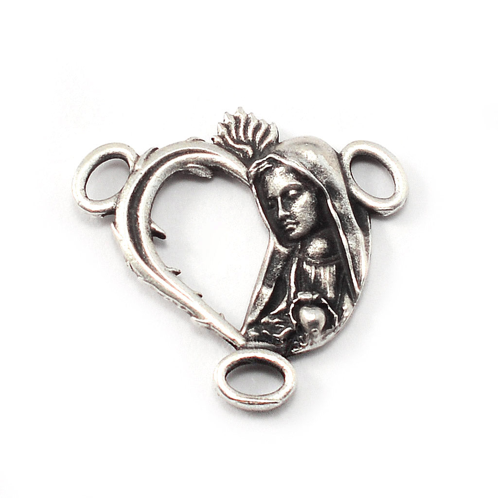 Our Lady of Fatima Rosary with Amethyst Glass Beads &amp; Silver