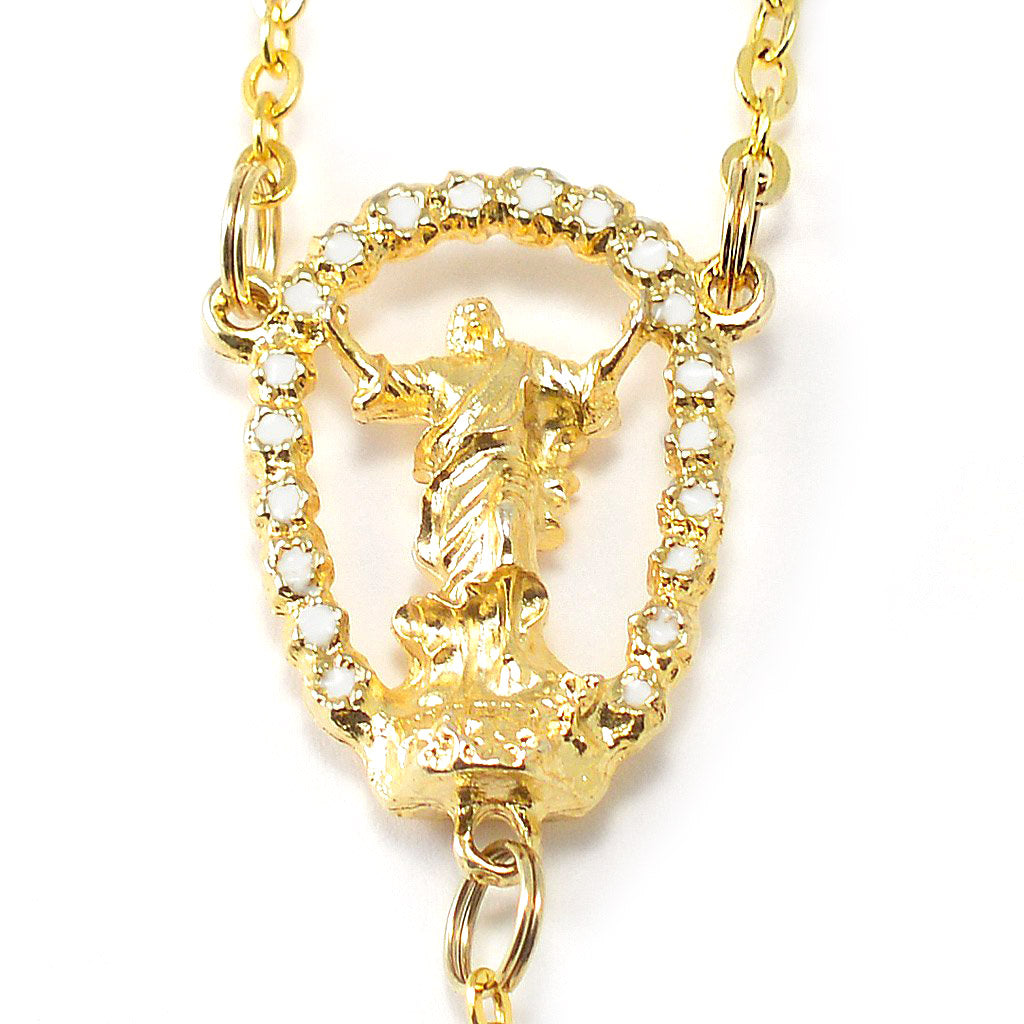 Holy Easter Glass Gold Rosary