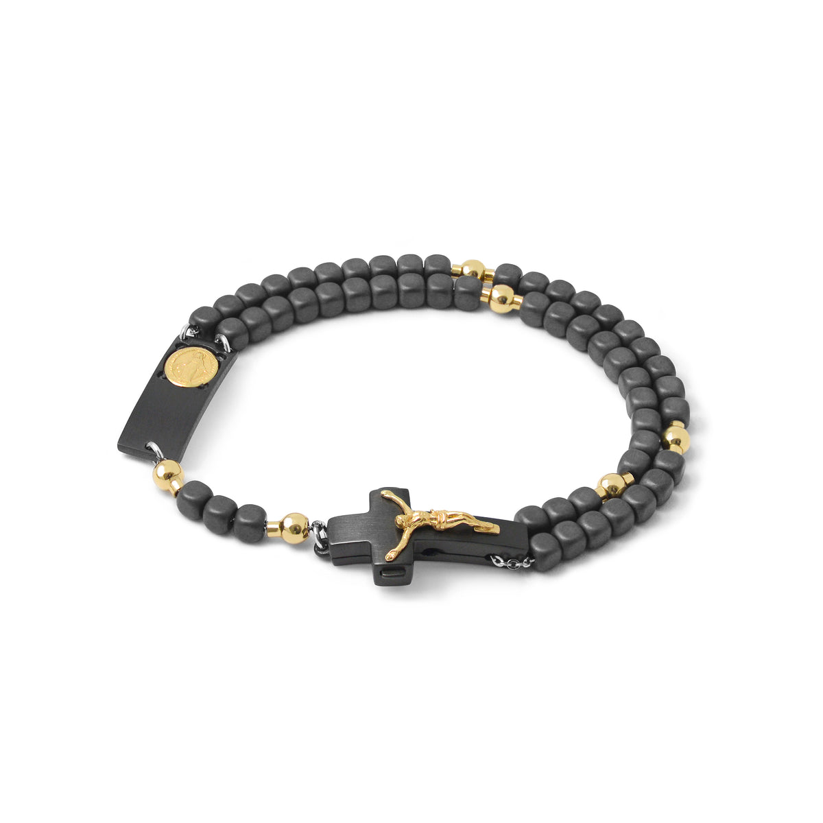 ROSALET® BLACK RHODIUM - SQUARE MATTE HEMATITE BEADS, GOLD PATER, TRADITIONAL