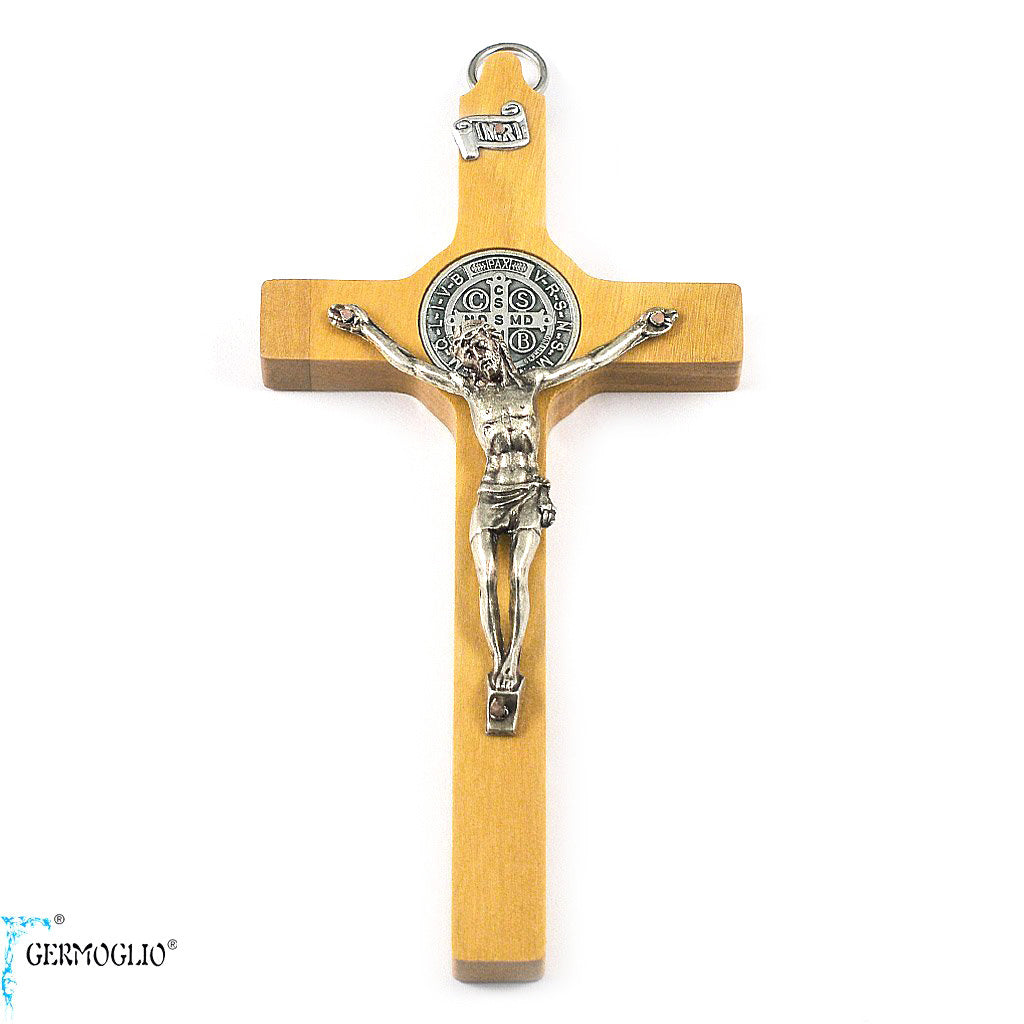 Saint Benedict Crucifix Wall Cross in Italian Olivewood by Germoglio x Ghirelli