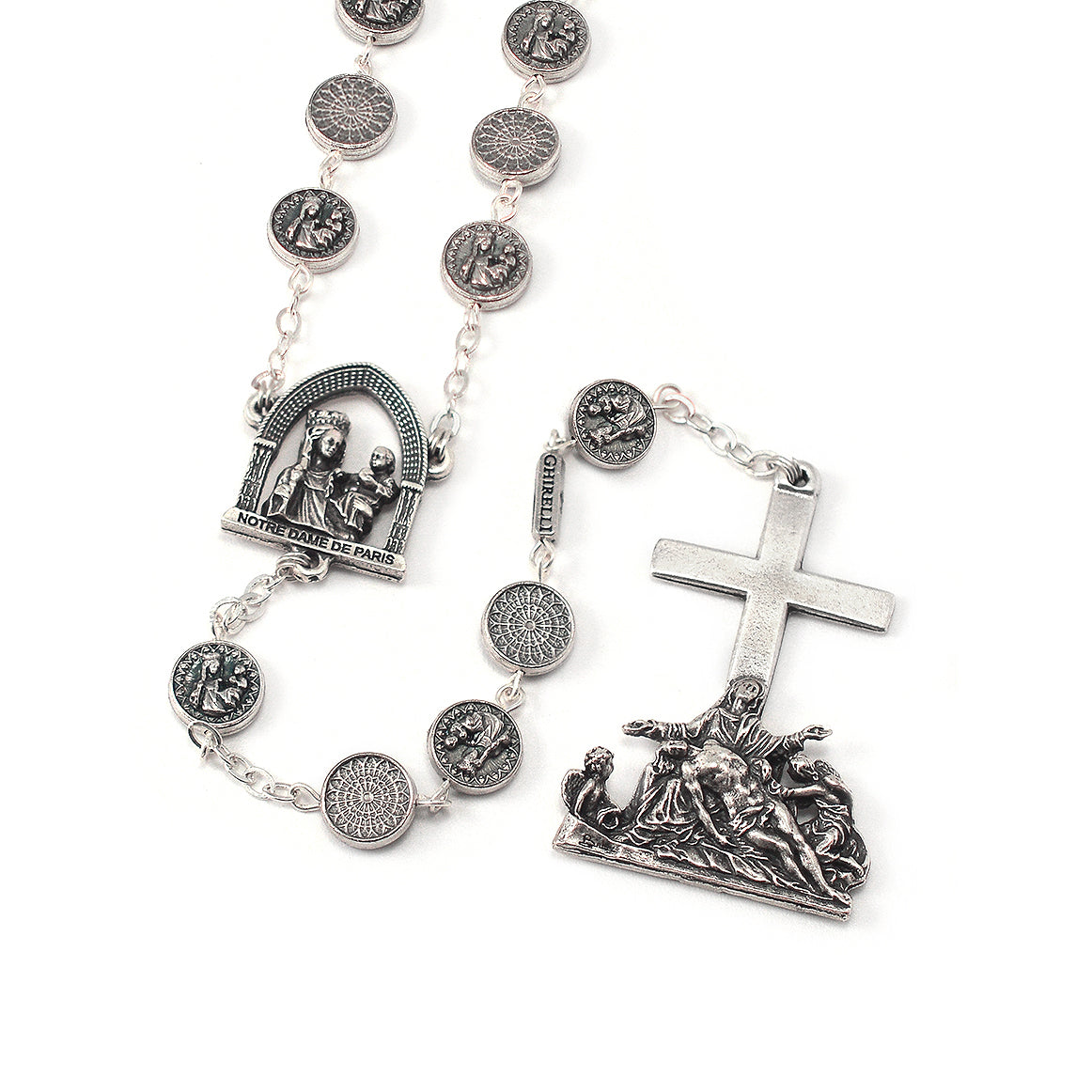 Notre Dame de Paris Cathedral Rosary with Rose Window Beads, Silver -  Ghirelli Rosaries