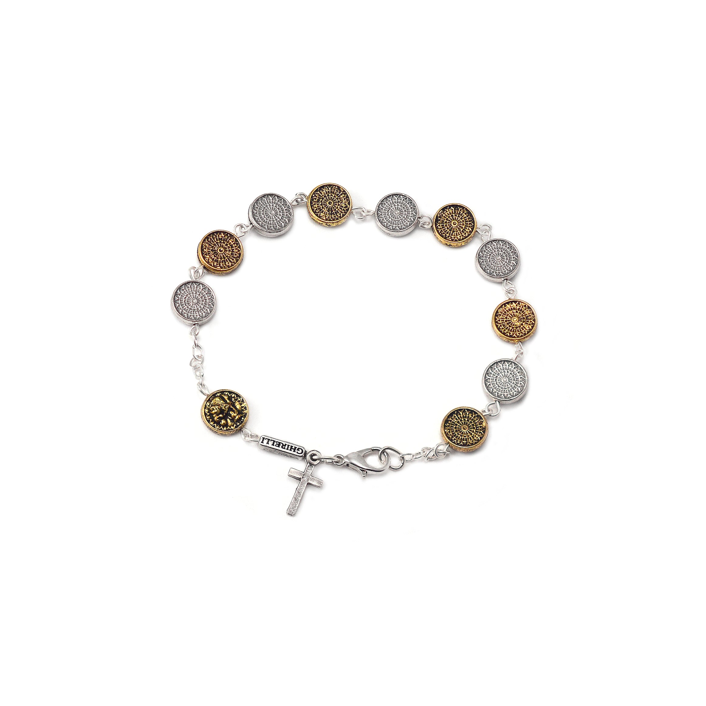 Rosary Bracelet - Sterling Silver with 6mm Fireball Crystal Swarovski Beads