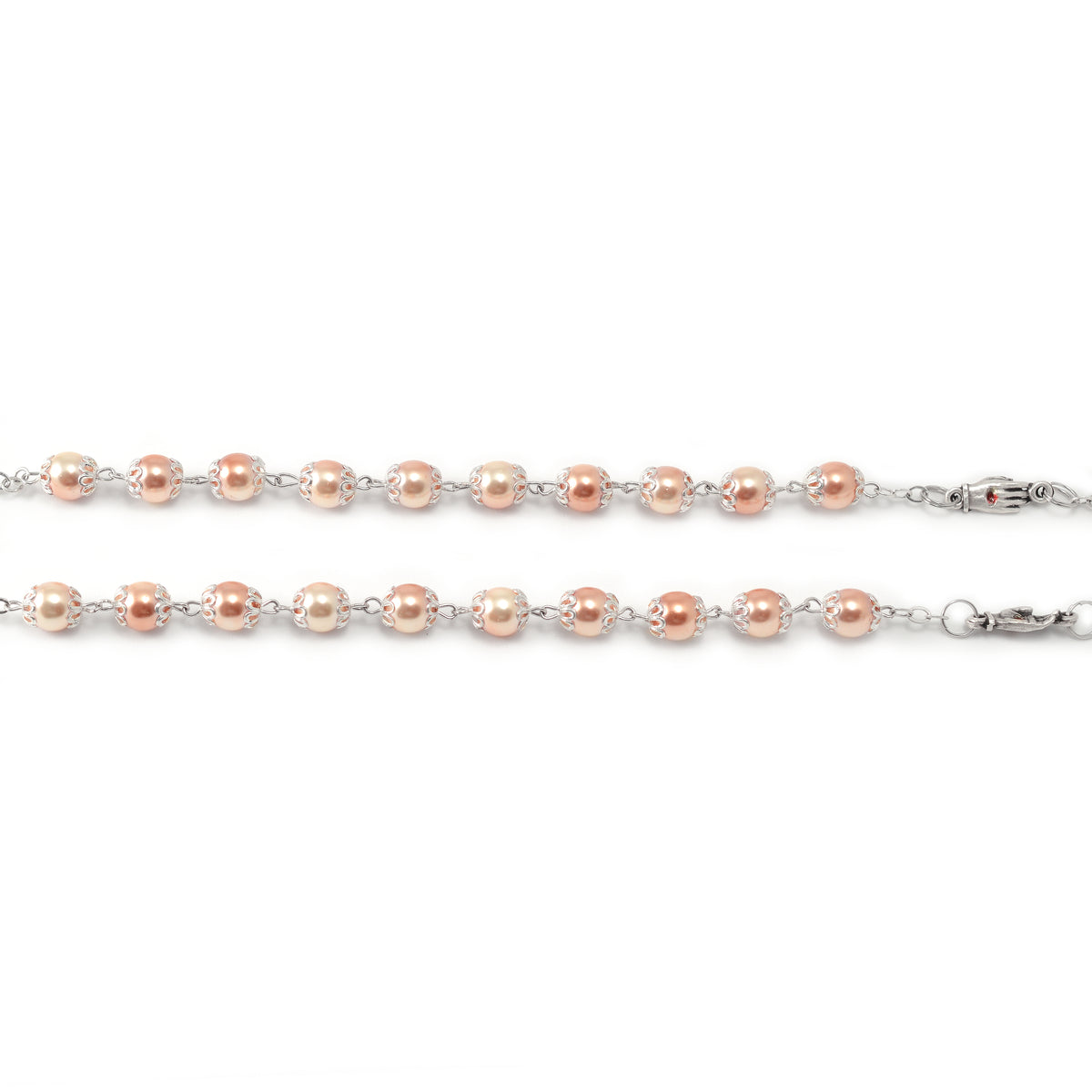 Saint Pio of Pietrelcina Anniversary Rosary in Antique Silver with Pink Pearl Beads