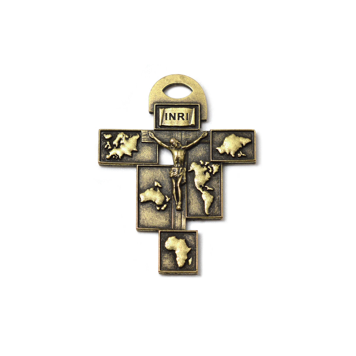 Handcrafted World Peace Rosary with antique bronze finish and Marian centerpiece