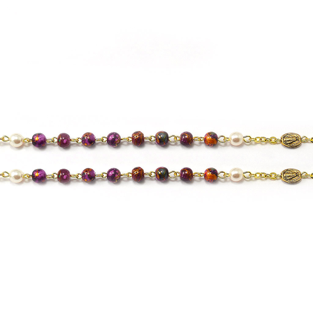 Our Lady of the Miraculous Medal Rosary in Burgundy &amp; Antique Gold