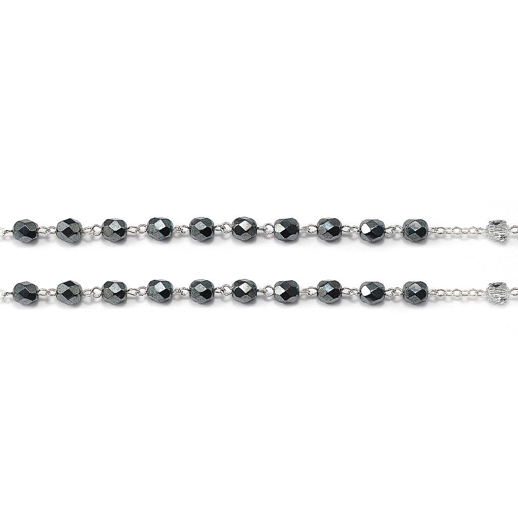 The Sistine Chapel Rosary in Silver with Black Crystal Beads