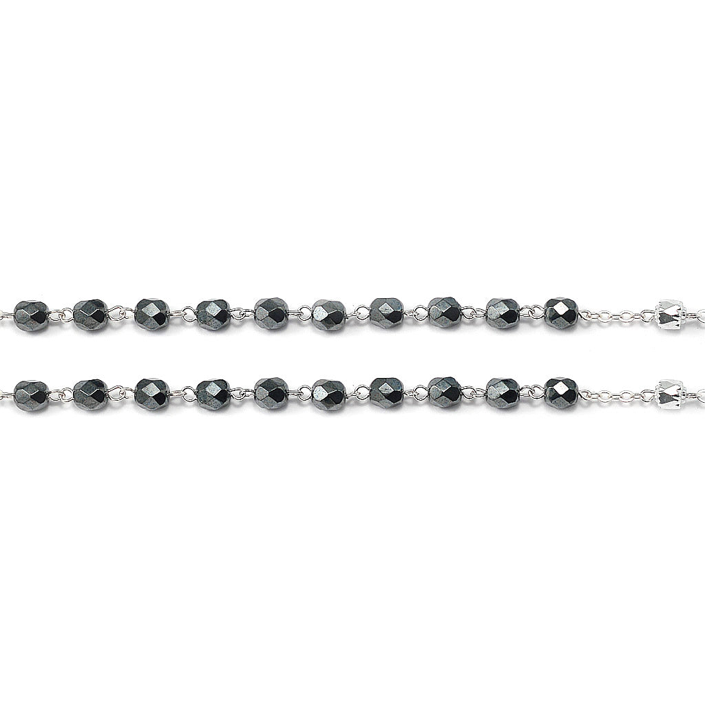 Rosaries for Men in Antique Silver with Faceted Beads