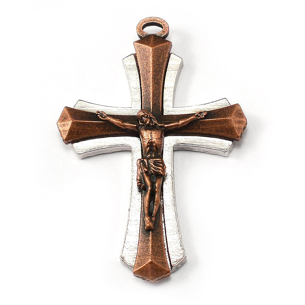 Saint Joseph Rosary in Copper, Silver &amp; Hematite