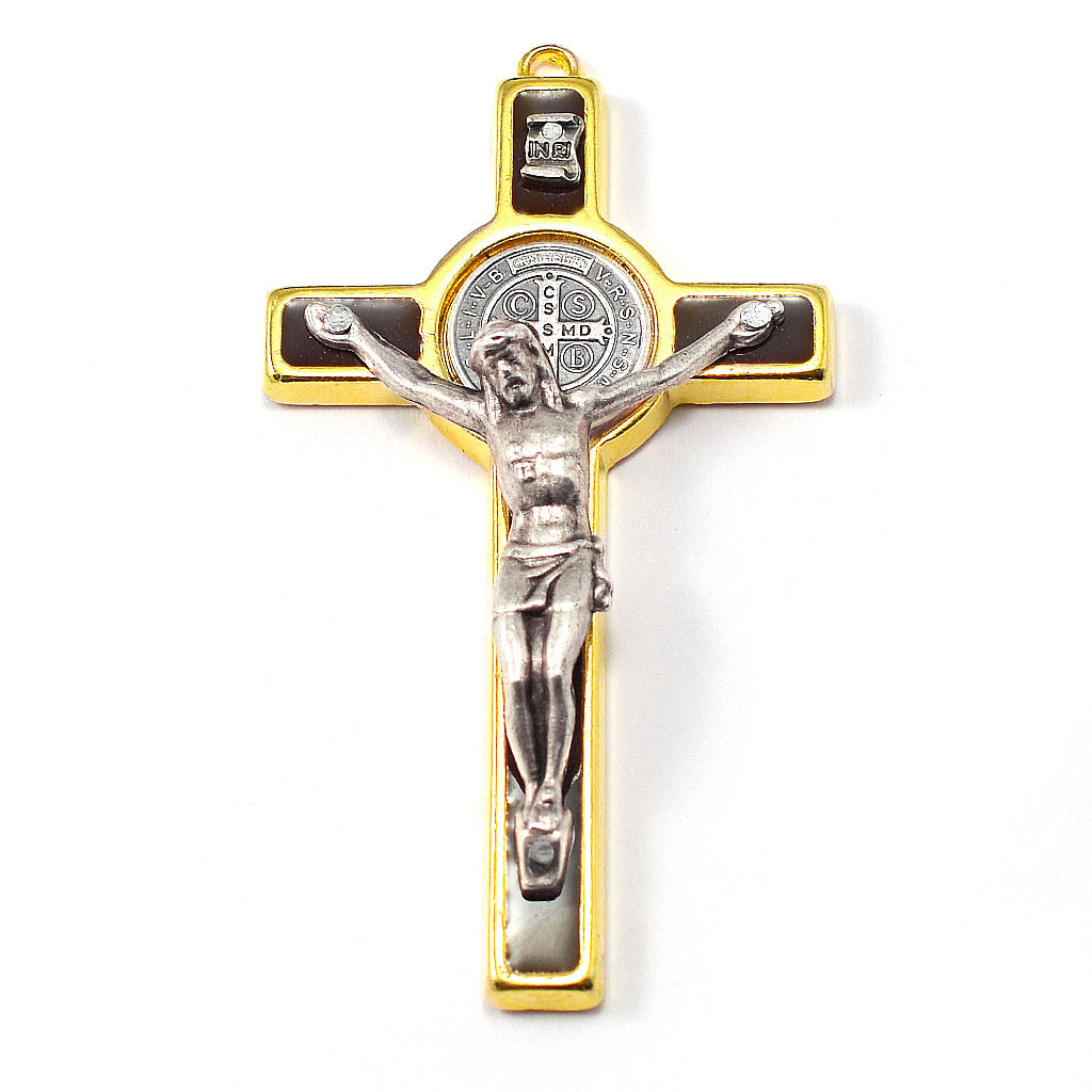 Saint Benedict Booklet Rosary with Italian Wood Beads & Gold