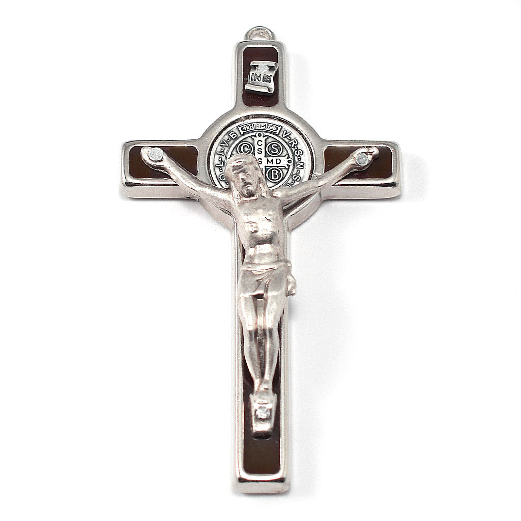 Saint Benedict Booklet Rosary, Italian Wood &amp; Silver