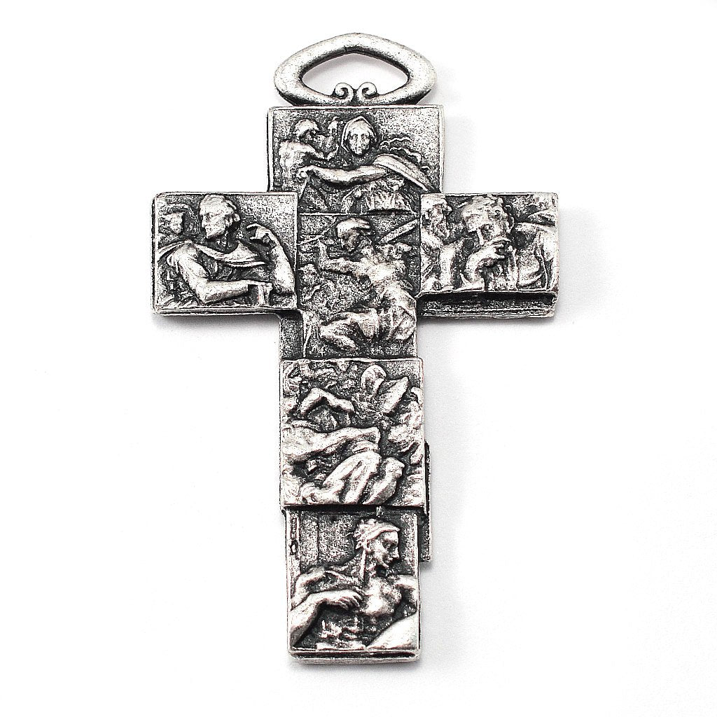 The Sistine Chapel Rosary in Silver with White Beads
