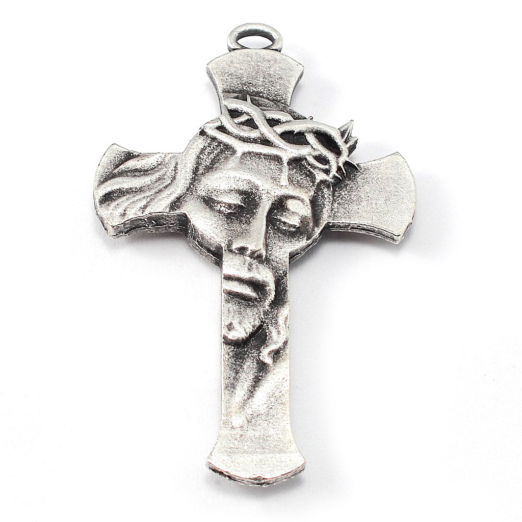 Saint Anthony Rosary in Antique Silver and Black Glass Beads