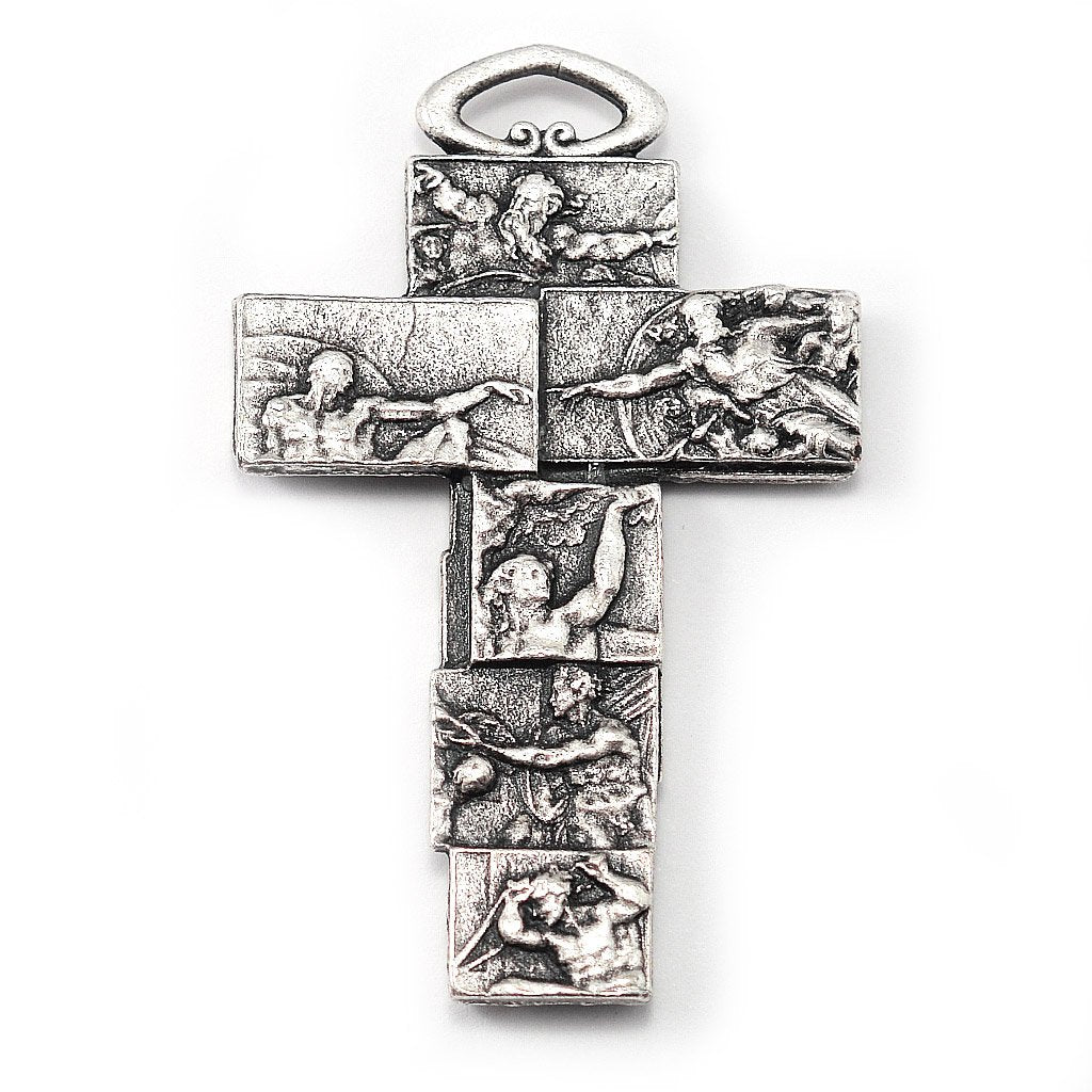 The Sistine Chapel Rosary in Silver with White Beads
