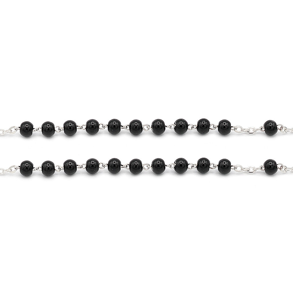 The USA Rosary - Silver with Black Glass