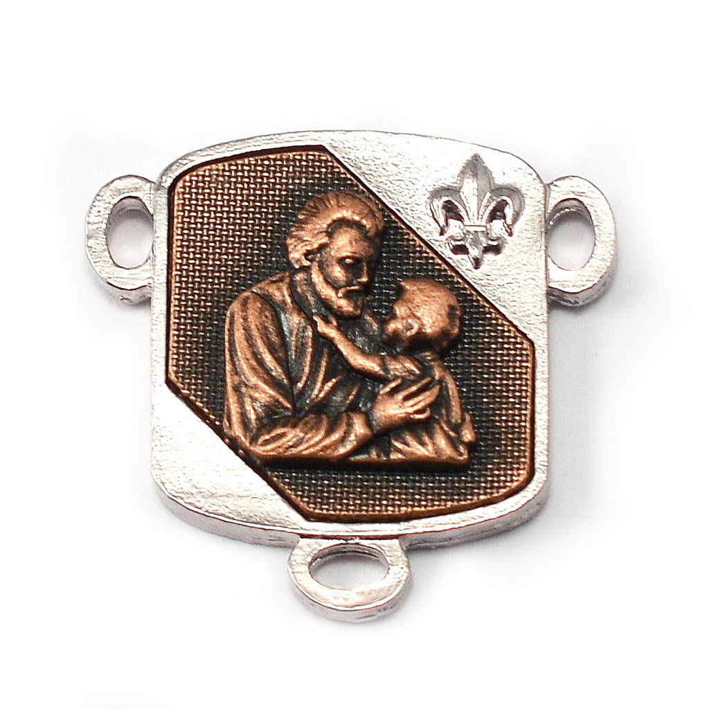 Saint Joseph Rosary in Copper, Silver &amp; Hematite