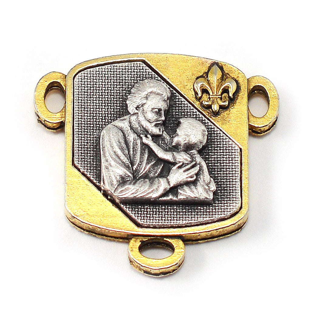 Saint Joseph Rosary in Silver, Gold &amp; Hematite